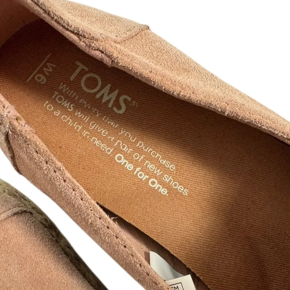Toms Womans Shoes Pink Suede Rope Boho Loafer Slide Comfort Barbie Size‎ 6 SU